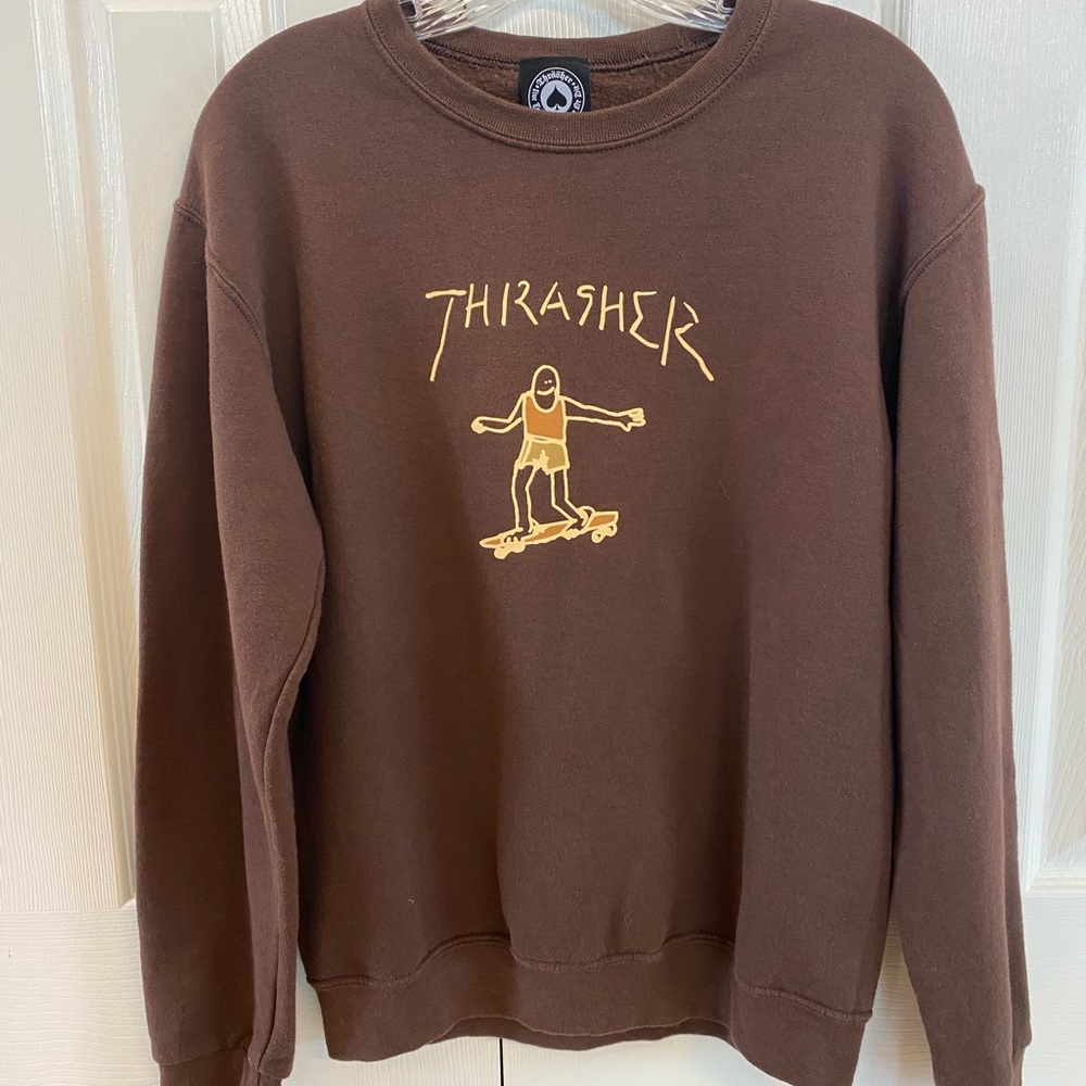 Thrasher Gonz Logo Brown Crewneck Sweatshirt Size Small